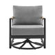 Razi Outdoor Swivel Glider Lounge Chair | Black Aluminum | Gray Cushion BM339189