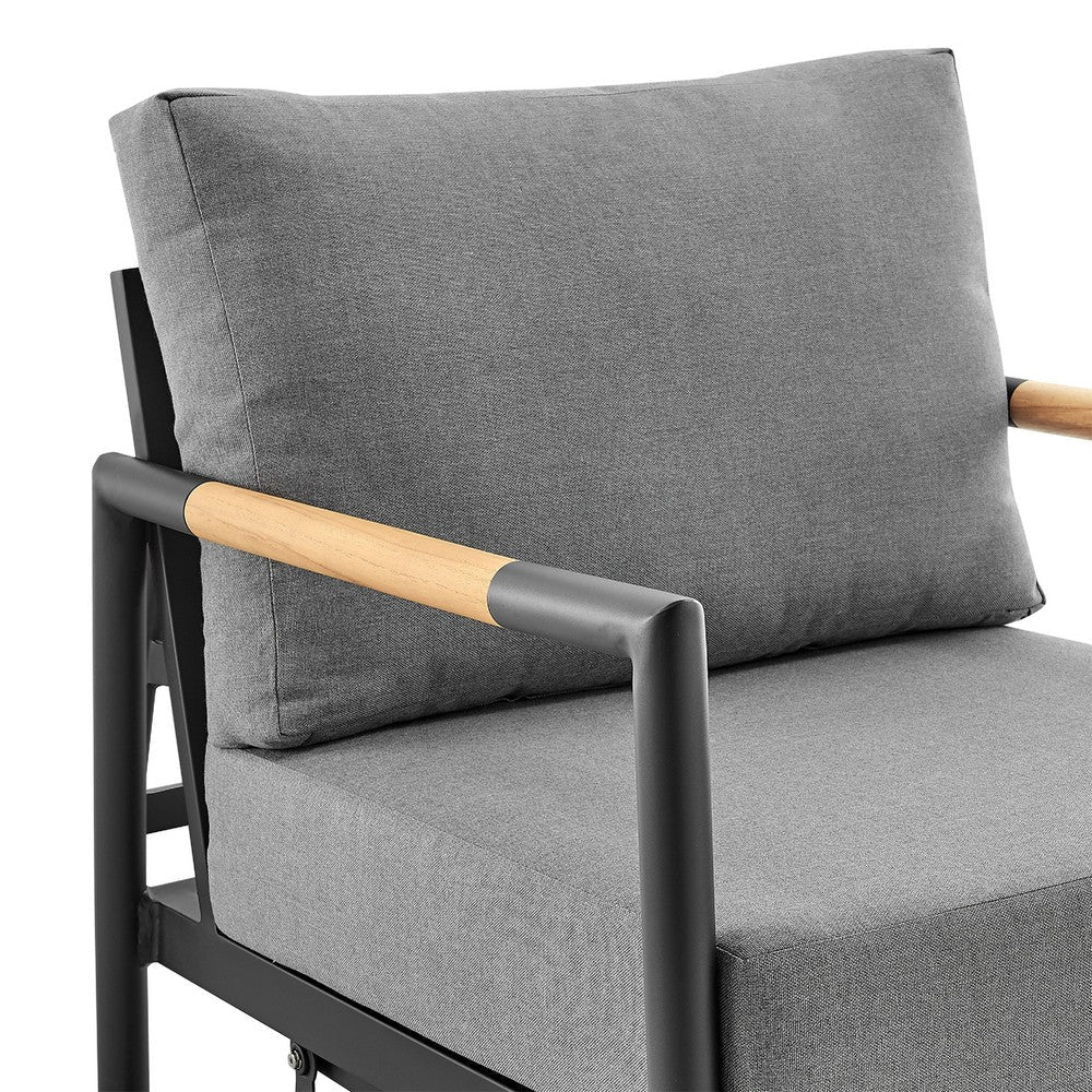 Razi Outdoor Swivel Glider Lounge Chair | Black Aluminum | Gray Cushion BM339189