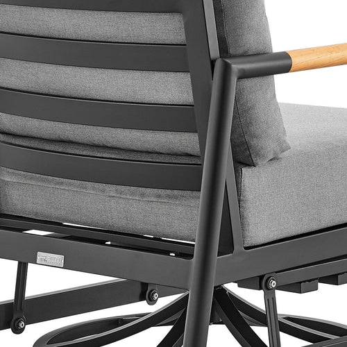 Razi Outdoor Swivel Glider Lounge Chair | Black Aluminum | Gray Cushion