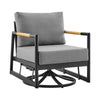Razi Outdoor Swivel Glider Lounge Chair | Black Aluminum | Gray Cushion
