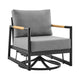 Razi Outdoor Swivel Glider Lounge Chair | Black Aluminum | Gray Cushion