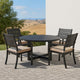 Enya Outdoor Coffee Table | 42" Slatted Round Top | Black Aluminum