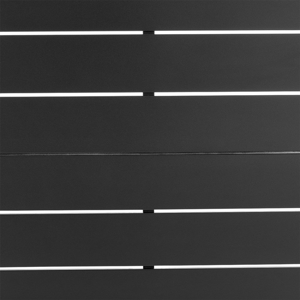 Enya Outdoor Coffee Table | 42’’ Slatted Round Top | Black Aluminum