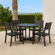 Enya Outdoor Coffee Table | 42" Slatted Round Top | Black Aluminum