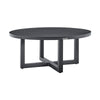 Enya Outdoor Coffee Table | 42’’ Slatted Round Top | Gray Aluminum