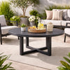 Enya Outdoor Coffee Table | 42" Slatted Round Top | Gray Aluminum