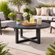 Enya Outdoor Coffee Table | 42" Slatted Round Top | Gray Aluminum