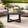Enya Outdoor Coffee Table | 42" Slatted Round Top | Gray Aluminum
