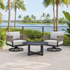 Dena 3pc Outdoor Conversation Set, Table & 2 Swivel Chairs | Black Aluminum