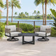 Dena 3pc Outdoor Conversation Set, Table & 2 Swivel Chairs | Black Aluminum