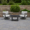 Dena 3pc Outdoor Conversation Set, Table & 2 Swivel Chairs | Black Aluminum