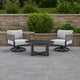 Dena 3pc Outdoor Conversation Set, Table & 2 Swivel Chairs | Black Aluminum