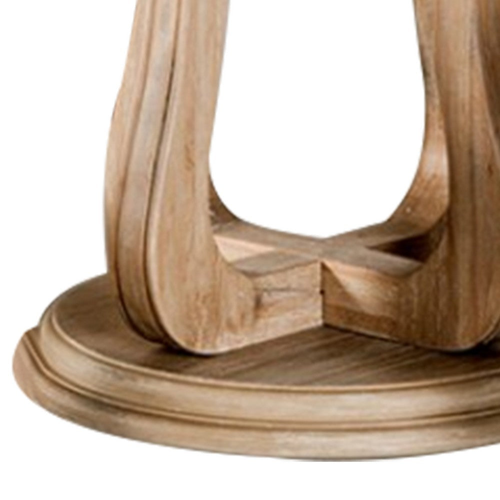 Ellon Round Counter Height Table | 54’’ Natural Brown Wood | White BM339195