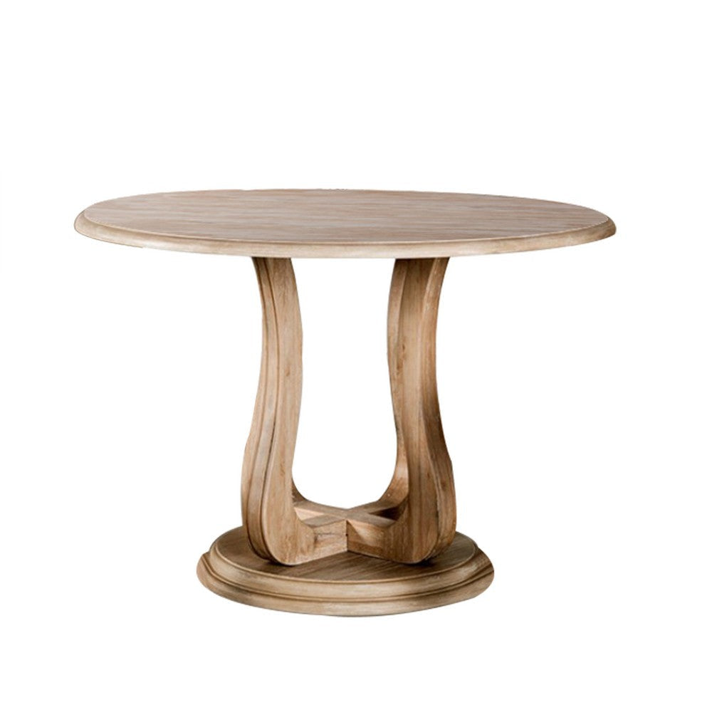 Ellon Round Counter Height Table | 54" Natural Brown Wood | White