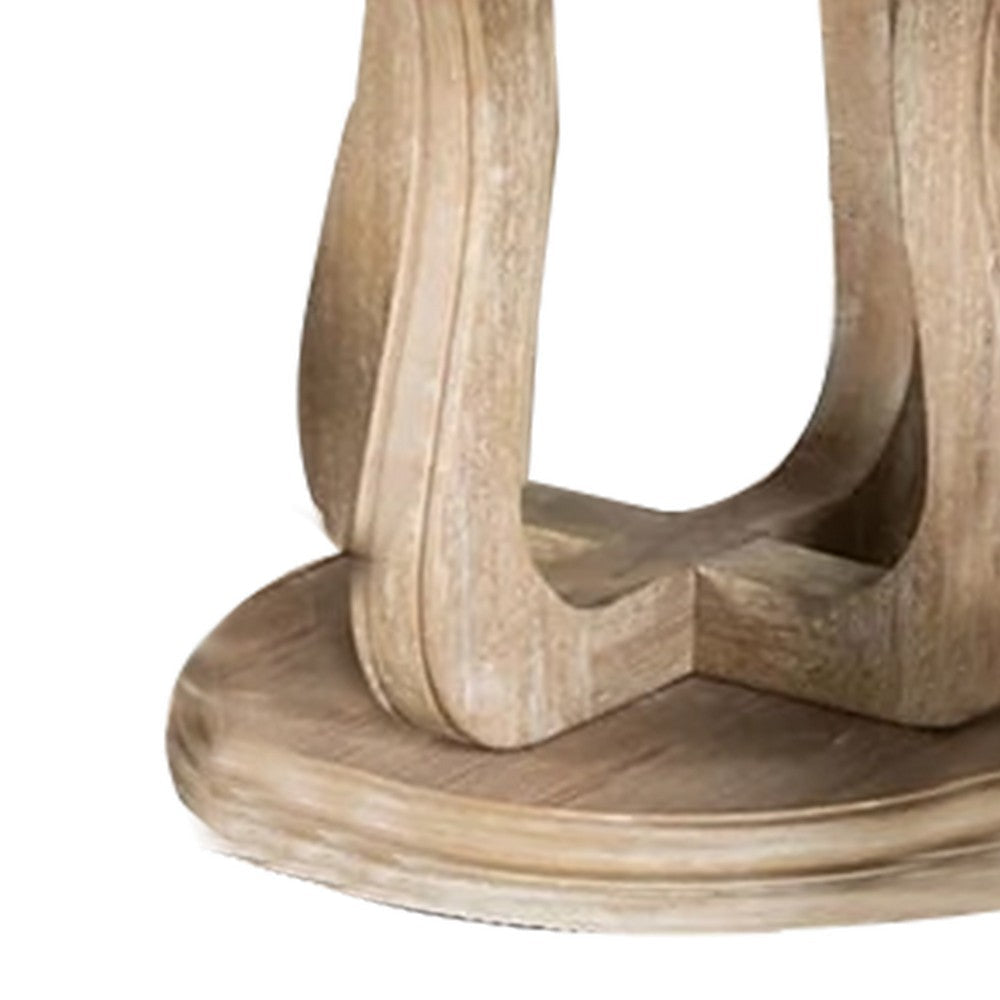 Ellon Round Dining Table | 54’’ Natural Wood | Trestle Tulip Base BM339196