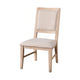 Ellon Side Dining Chair Set of 2 | Distressed Natural Brown Wood | Beige Fabric BM339197