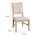 Ellon Side Dining Chair Set of 2 | Distressed Natural Brown Wood | Beige Fabric BM339197