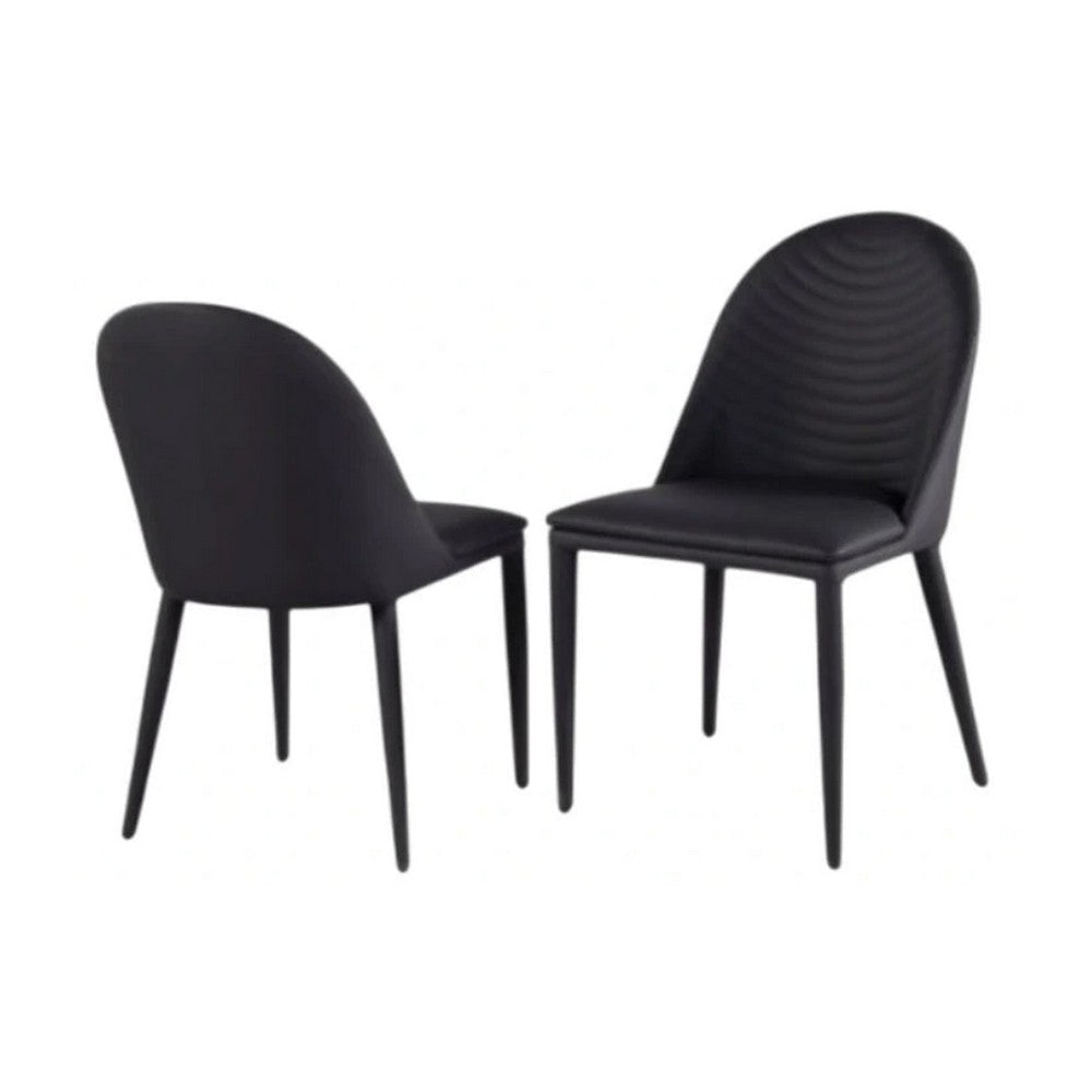 Envik Side Dining Chair Set of 2 | Black Metal | Faux Leather | Foam Cushions BM339198