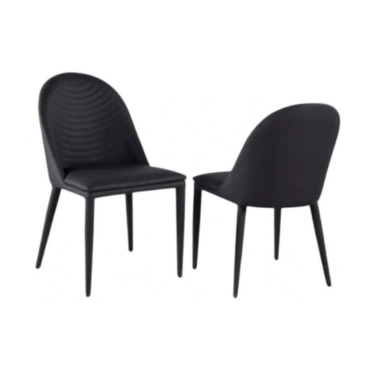 Envik Side Dining Chair Set of 2 | Black Metal | Faux Leather | Foam Cushions