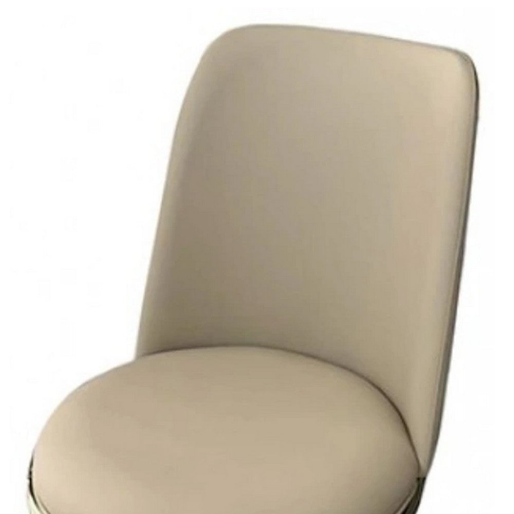 Relli Side Dining Chair Set of 2 | Gold Metal | Taupe Faux Leather | Round Seats BM339200