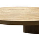 Timore Cocktail Coffee Table | Round 42’’ Oak Brown Wood Top | Plinth Base BM339202