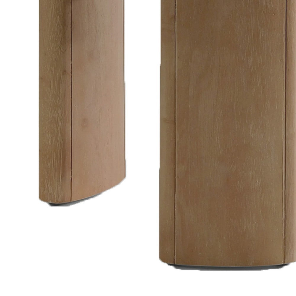 Timore End Table | Round 20’’ Oak Brown Wood Top | Plinth Base BM339203
