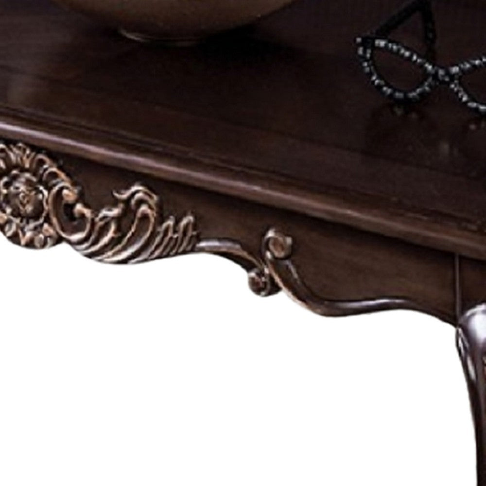 Astor Coffee Table | 52’’ Dark Cherry Brown Wood | Carved Details BM339204