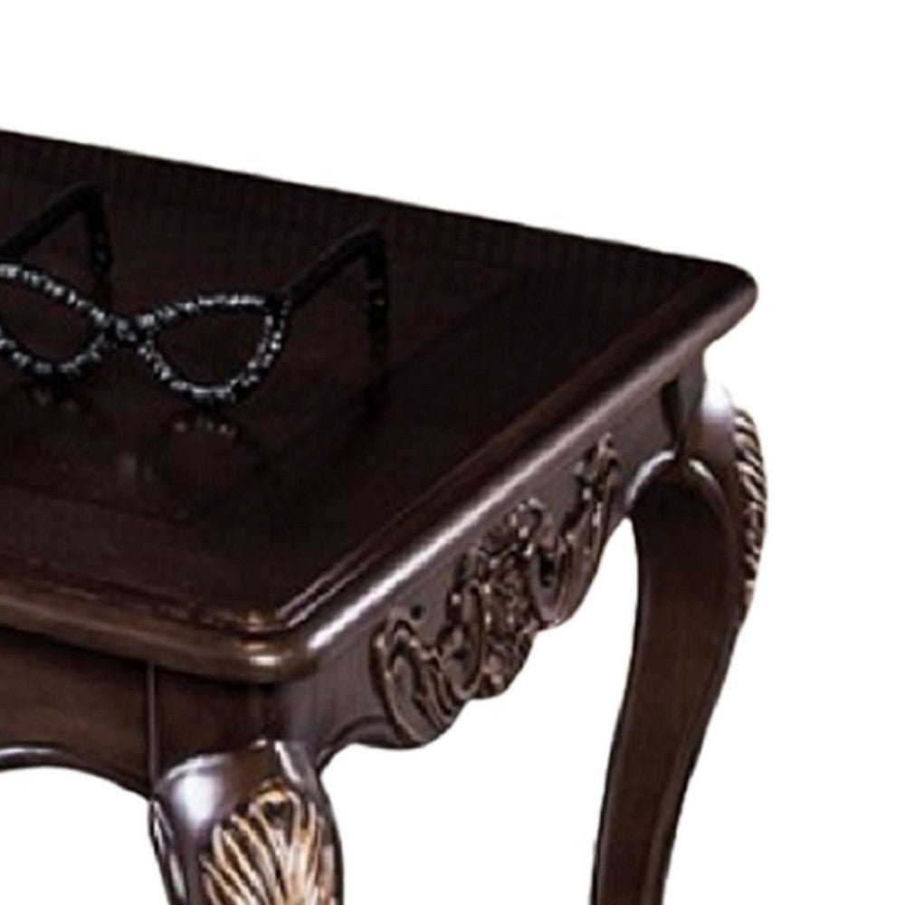 Astor Coffee Table | 52’’ Dark Cherry Brown Wood | Carved Details BM339204