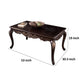 Astor Coffee Table | 52’’ Dark Cherry Brown Wood | Carved Details BM339204