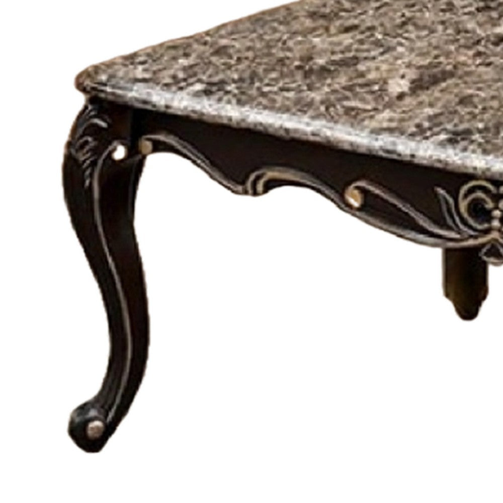 Ery Coffee Table | Dark Walnut Brown Wood | Carved Details | 48’’ BM339206