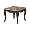 Ery End Table | Dark Walnut Brown Wood | Carved Details | 28"