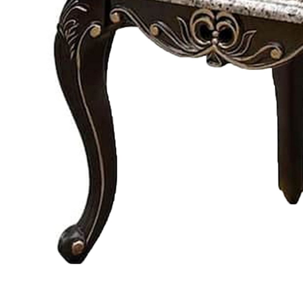 Ery End Table | Dark Walnut Brown Wood | Carved Details | 28’’ BM339207