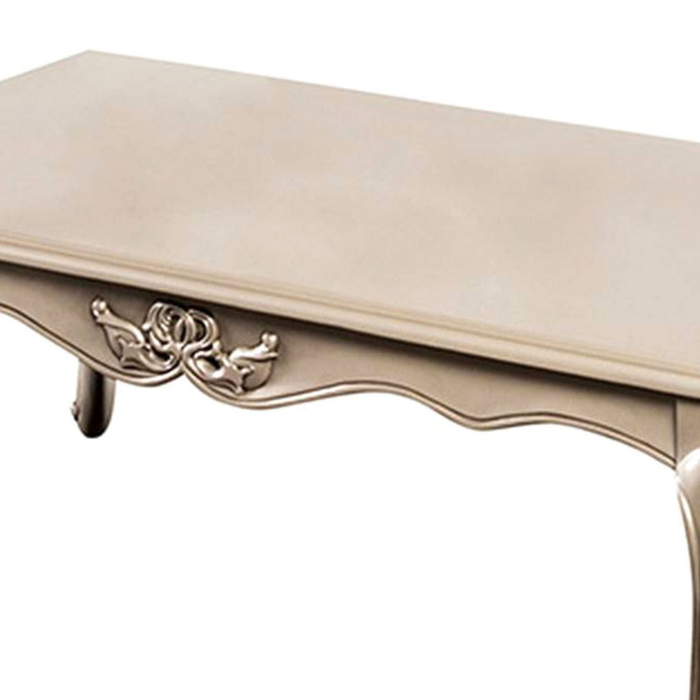 Ery Coffee Table | Champagne Wood Frame | Carved Details | 48’’ BM339208