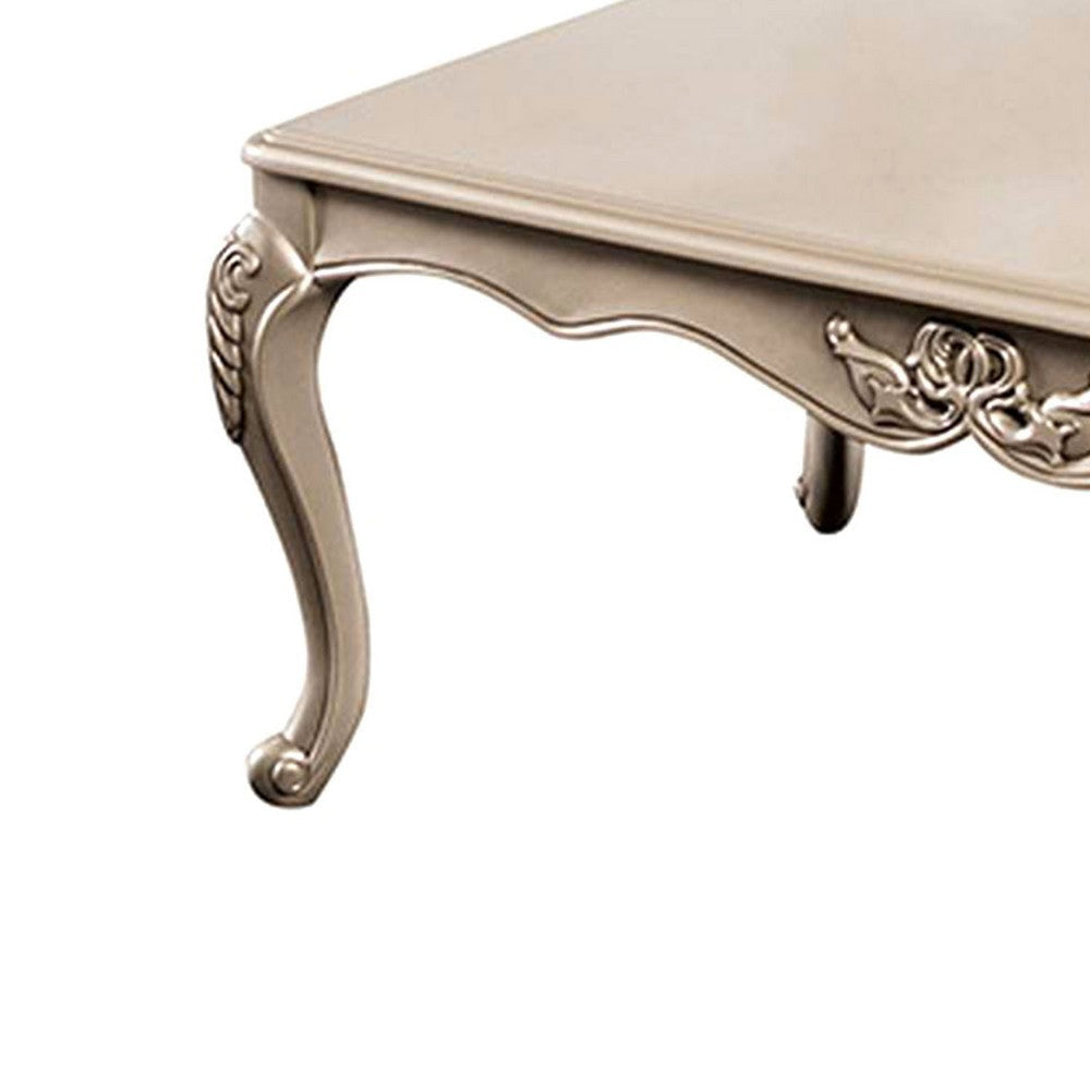 Ery Coffee Table | Champagne Wood Frame | Carved Details | 48’’ BM339208