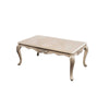 Ery Coffee Table | Champagne Wood Frame | Carved Details | 48"