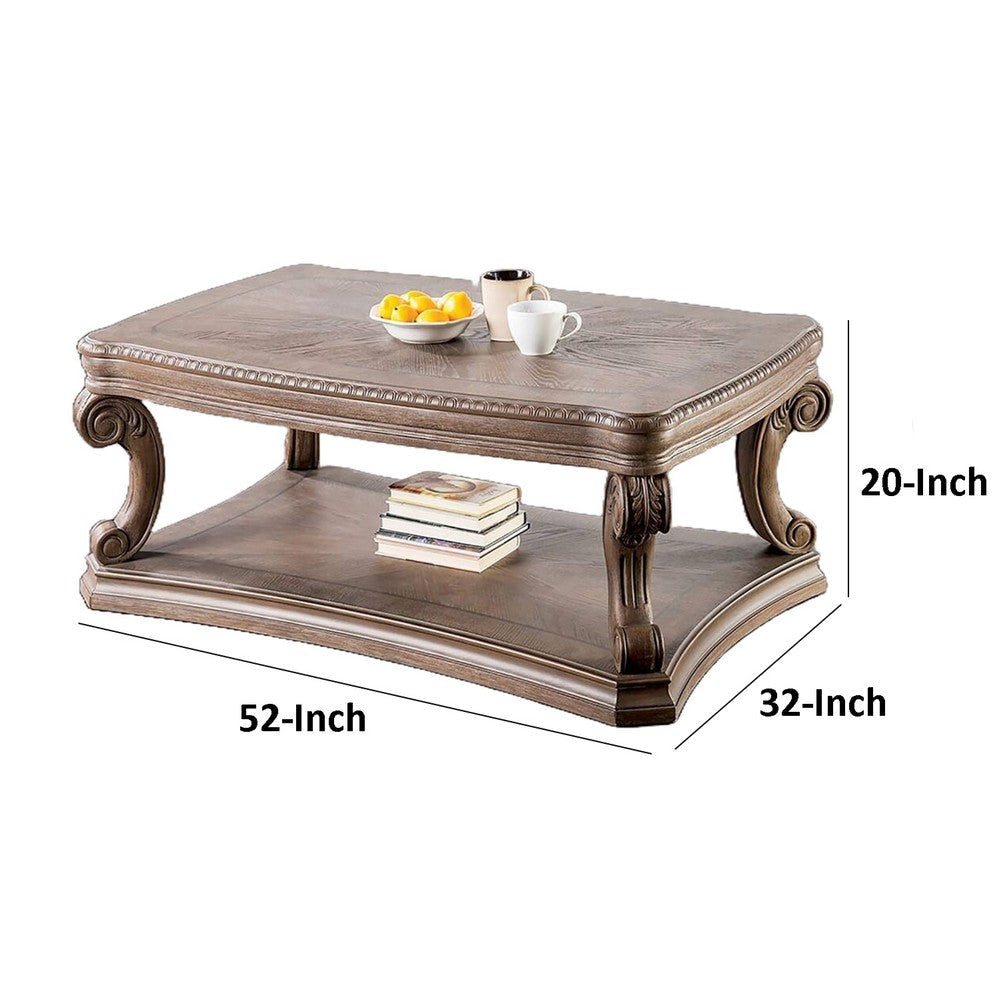 Olane Coffee Table | Weathered Oak Brown Wood | Rustic Farmhouse 52’’ BM339209