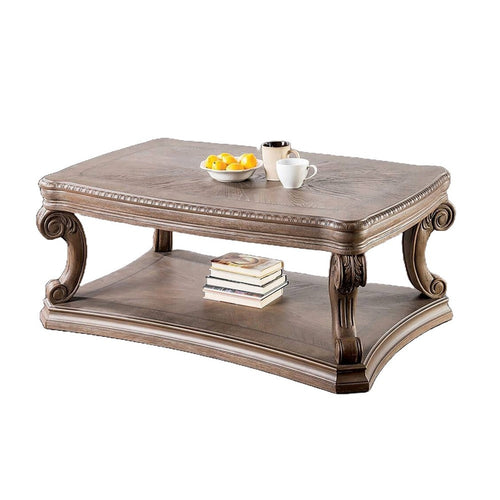 Olane Coffee Table | Weathered Oak Brown Wood | Rustic Farmhouse 52"