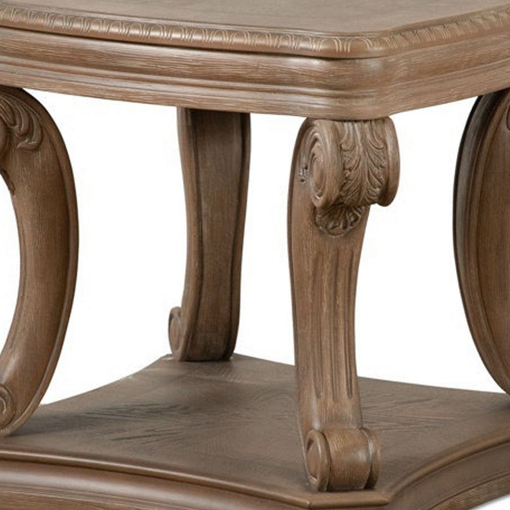 Olane End Table | Weathered Oak Brown Wood | Rustic Farmhouse 26’’ BM339210