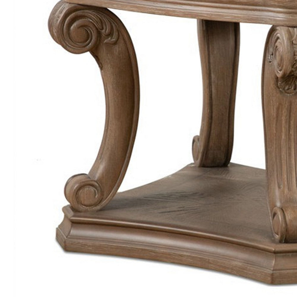 Olane End Table | Weathered Oak Brown Wood | Rustic Farmhouse 26’’ BM339210