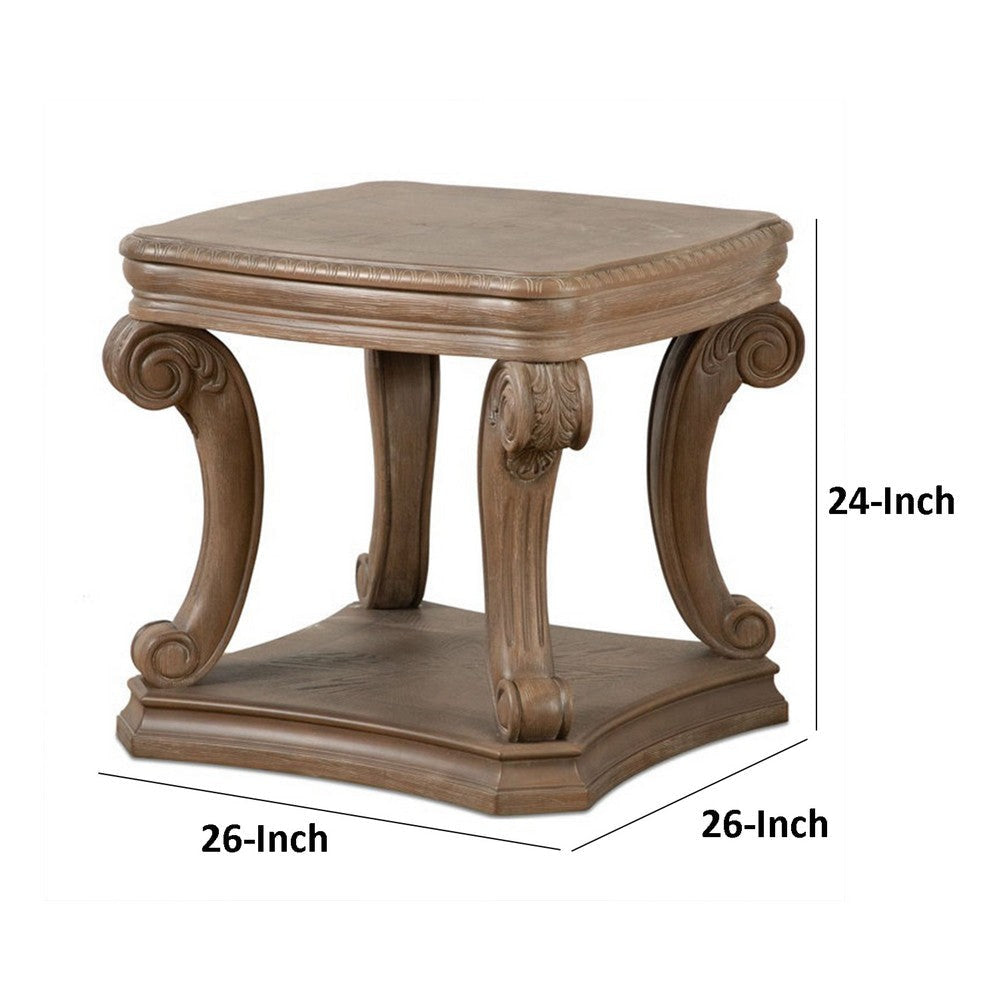Olane End Table | Weathered Oak Brown Wood | Rustic Farmhouse 26’’ BM339210