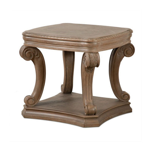 Olane End Table | Weathered Oak Brown Wood | Rustic Farmhouse 26"