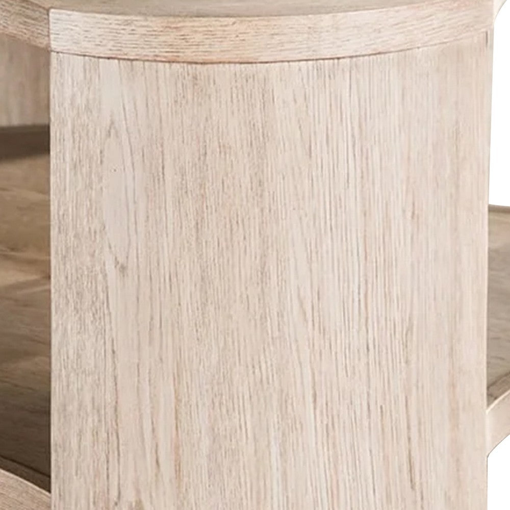 Cony Cocktail Coffee Table | Natural Oak Brown Wood | Caster Wheels | 42’’ BM339212