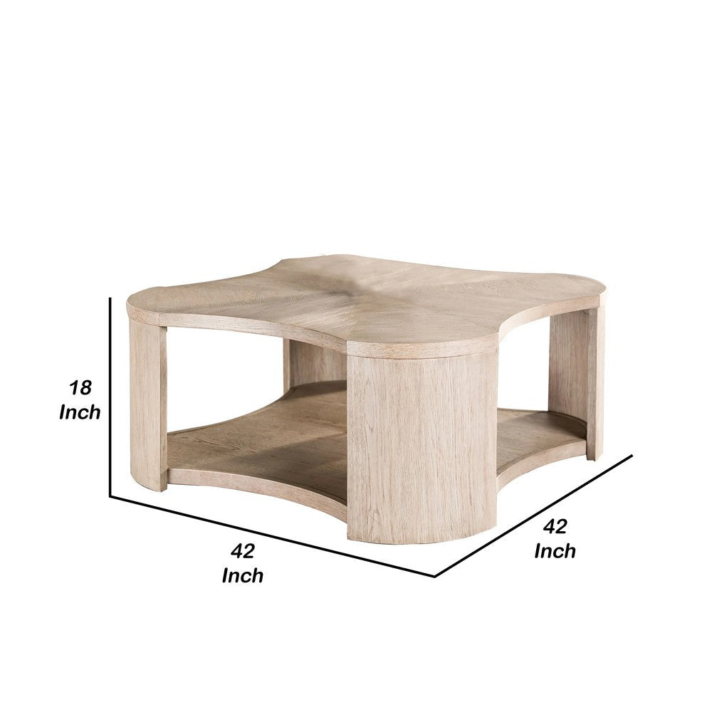 Cony Cocktail Coffee Table | Natural Oak Brown Wood | Caster Wheels | 42’’ BM339212