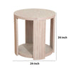 Cony Round End Table | Natural Oak Brown Wood | Caster Wheels | 24’’ BM339213