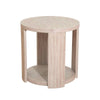 Cony Round End Table | Natural Oak Brown Wood | Caster Wheels | 24"
