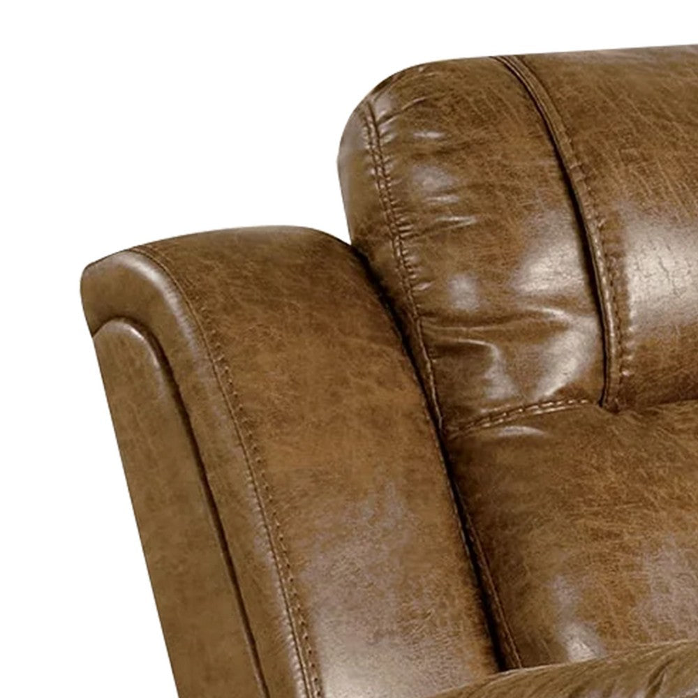Kius Manual Recliner Chair | Brown Faux Leather | Pillow Top Arms BM339214