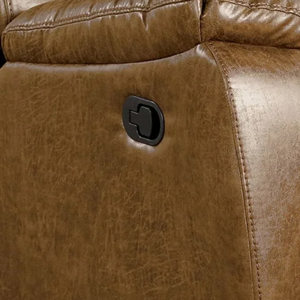 Kius Manual Recliner Chair | Brown Faux Leather | Pillow Top Arms BM339214