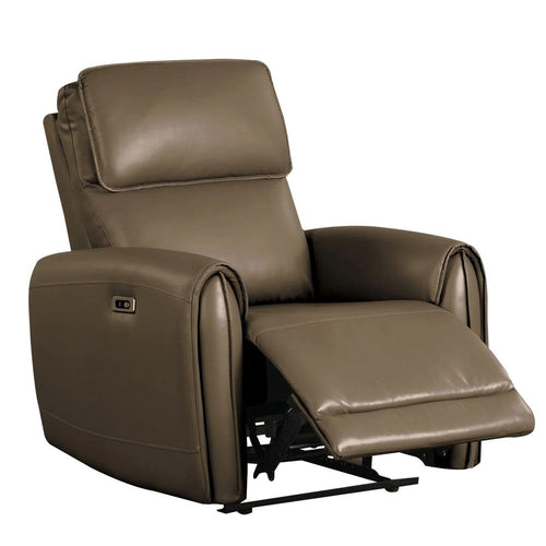 Sily Power Recliner Chair | Light Brown Faux Leather | Contoured Arms