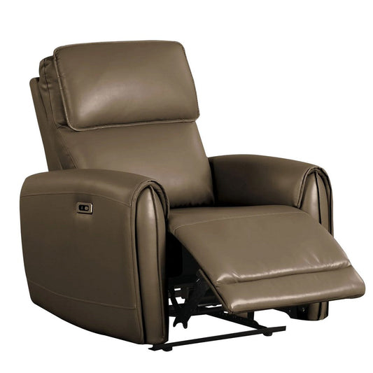 Sily Power Recliner Chair | Light Brown Faux Leather | Contoured Arms