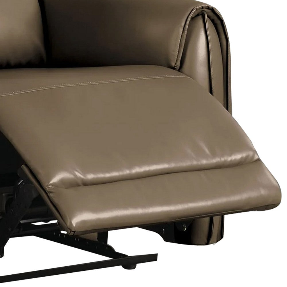 Sily Power Recliner Chair | Light Brown Faux Leather | Contoured Arms BM339215